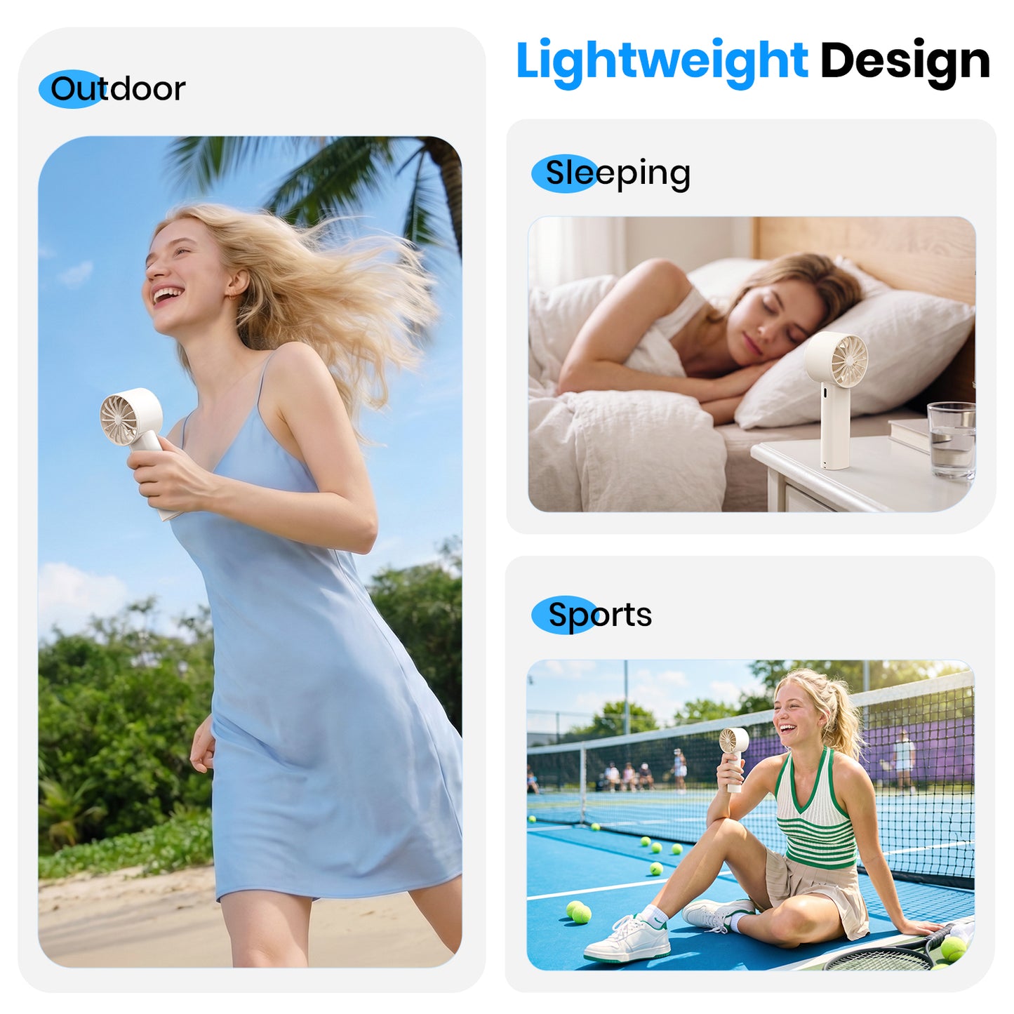 Hoerrye Portable Handheld Fan - Pocket Design Ultra-Light 150g Mini Personal Cooling Fan with Smart LED Display for Women, Office, Travel & Bedroom Use