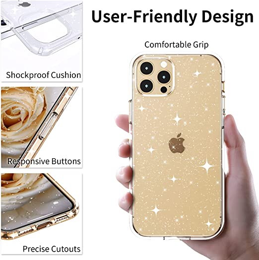 Hoerrye iPhone 13 Pro Max Phone Case for Women Girls -Glitter Clear