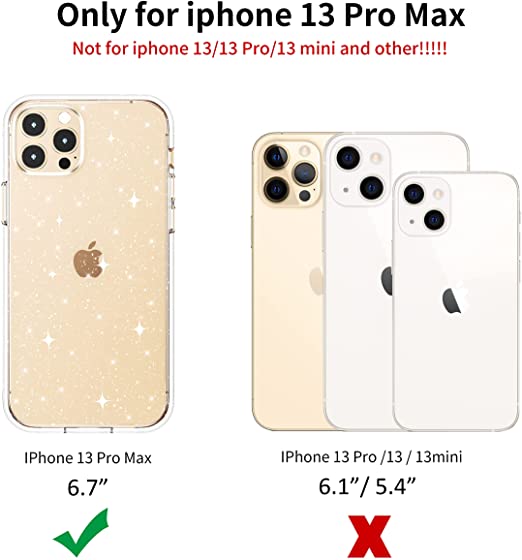 Hoerrye iPhone 13 Pro Max Phone Case for Women Girls -Glitter Clear