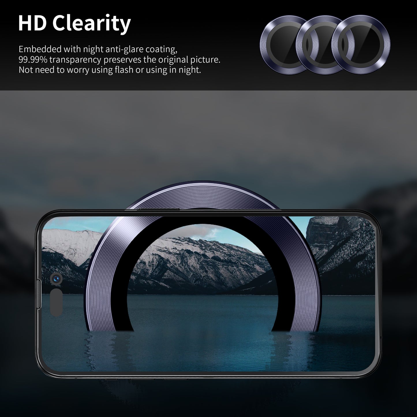 Hoerrye iPhone 14 Pro Max & iPhone 14 Pro Camera Lens Protector - Deep Purple