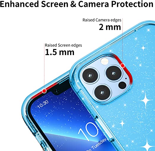 Hoerrye iPhone 13 Pro Max Phone Case for Women Girls -Glitter Blue