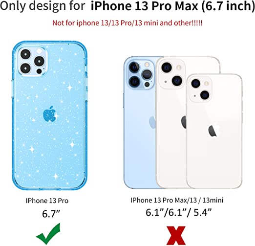 Hoerrye iPhone 13 Pro Max Phone Case for Women Girls -Glitter Blue