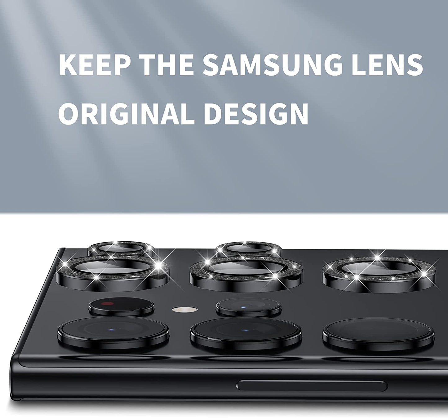 Hoerrye for Samsung Galaxy S23 Ultra Camera Lens Protector -Glitter Black