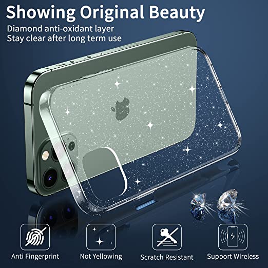 Hoerrye iPhone 13 Pro Case for Women Girls -Glitter Clear