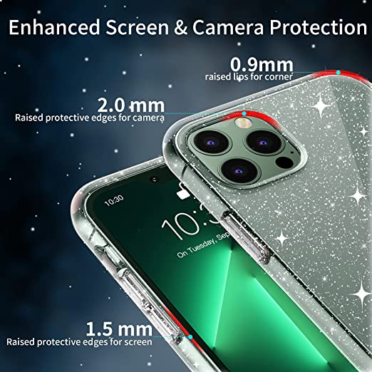 Hoerrye iPhone 13 Pro Case for Women Girls -Glitter Clear