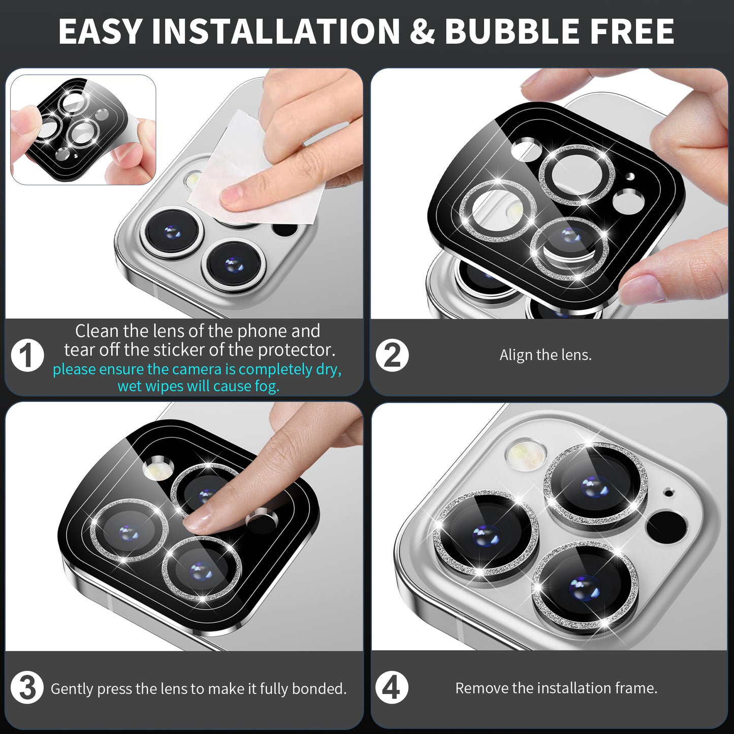 Hoerrye iPhone 14 Pro Max & iPhone 14 Pro Camera Lens Protector - Bling