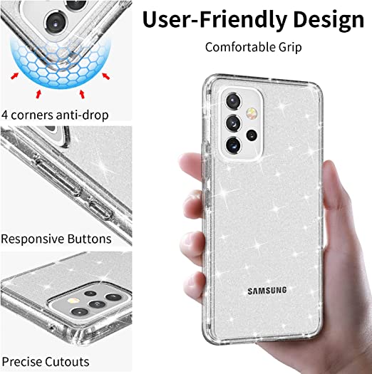 Hoerrye Samsung A53 Case-Glitter Clear