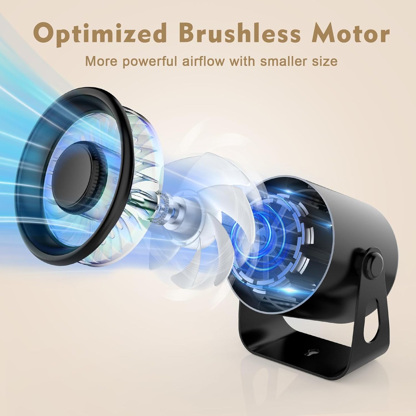 Hoerrye Desk Fan Portable USB Rechargeable, Small Table Fan with Wall Mounted Design & Smart LED Display, 100 Speed Stepless Adjustable Quiet Turbo Air Circulator Fan for Bedroom Office Travel